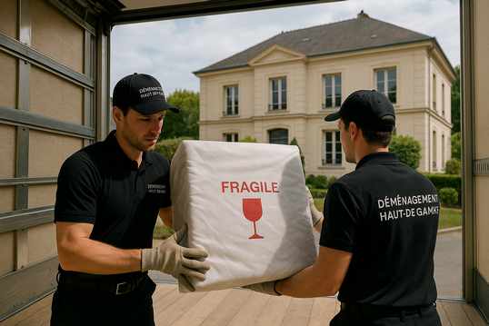 Déménageurs professionnels lors d’un déménagement de particuliers à Rueil-Malmaison.